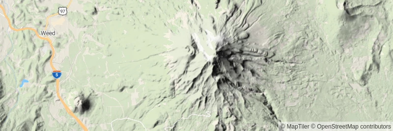 Map of Mount Shasta rising up with striking texture and shading.