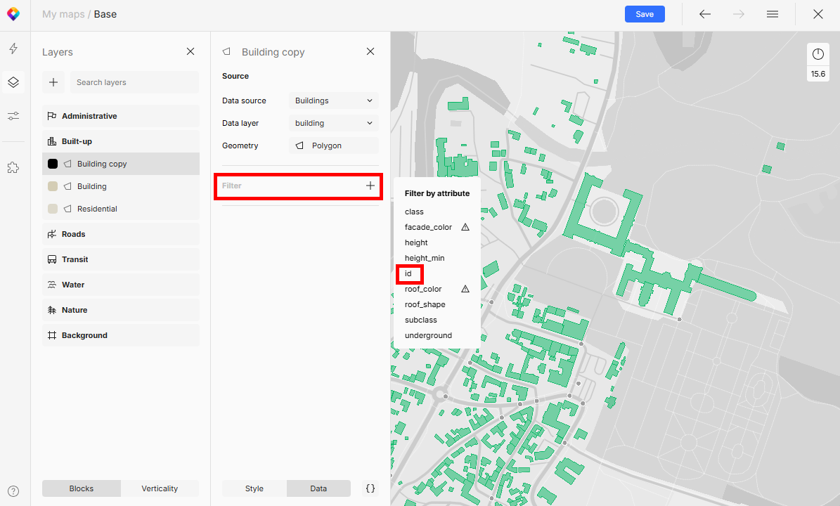 Filter building by id