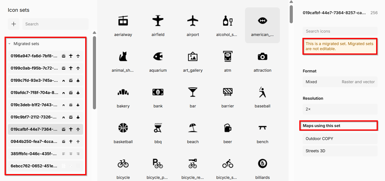 Migrated icon sets