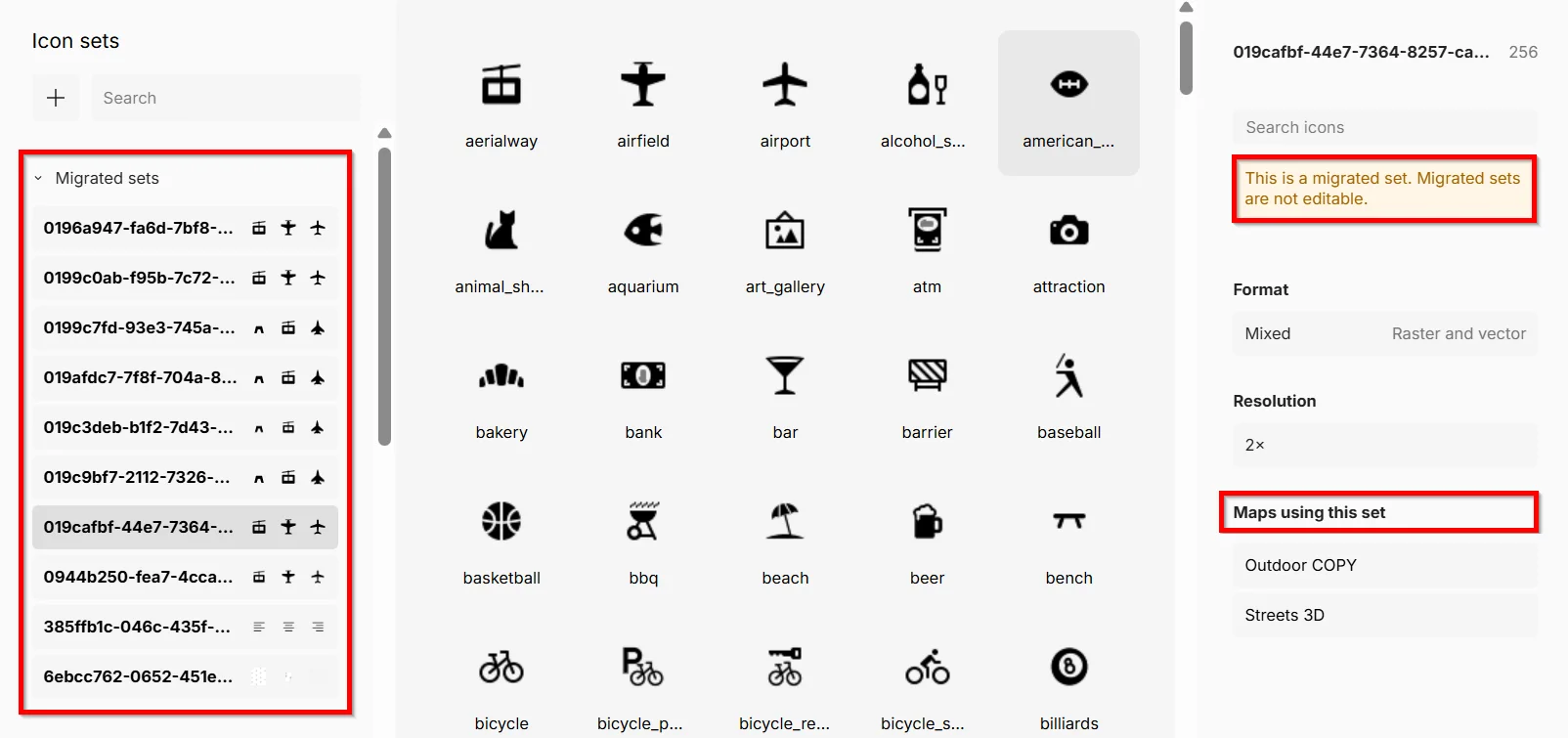 Migrated icon sets