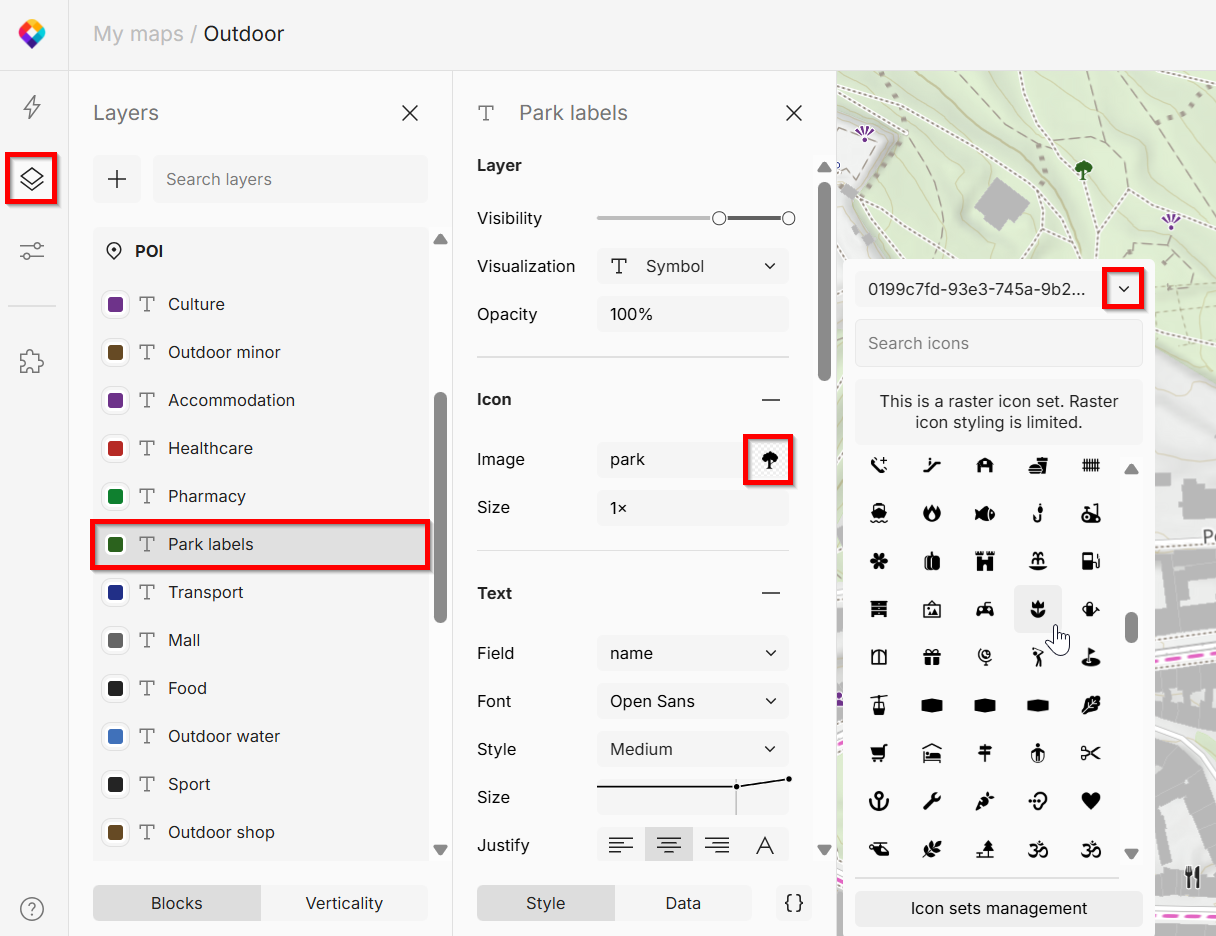 Replace an icon in a map