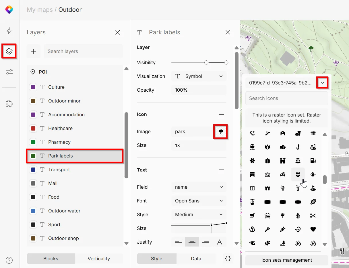 Replace an icon in a map