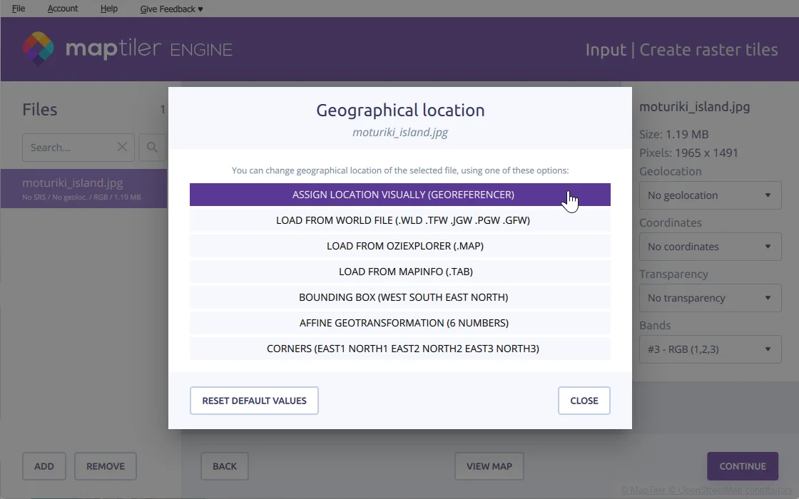 Assign geolocation
