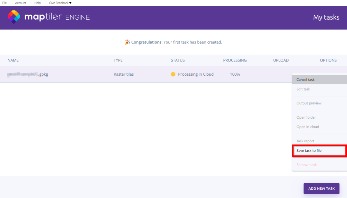 Save and cancel a running task