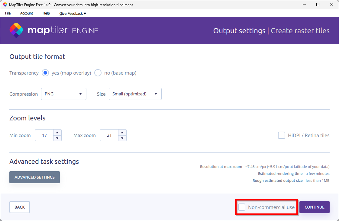 Output settings