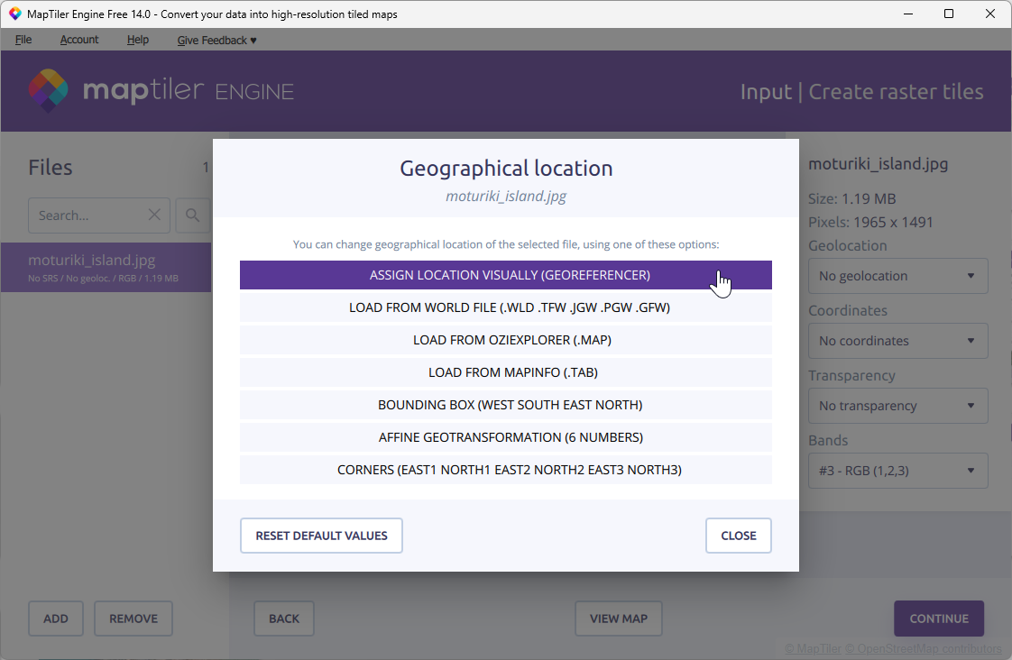 Assign geolocation