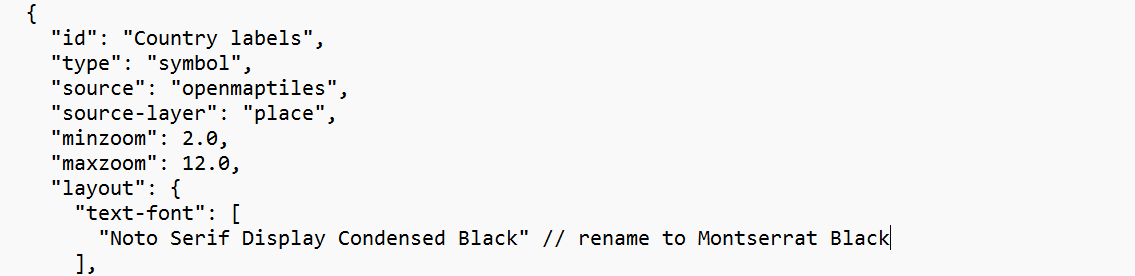 Example of Font Usage in Map Style
