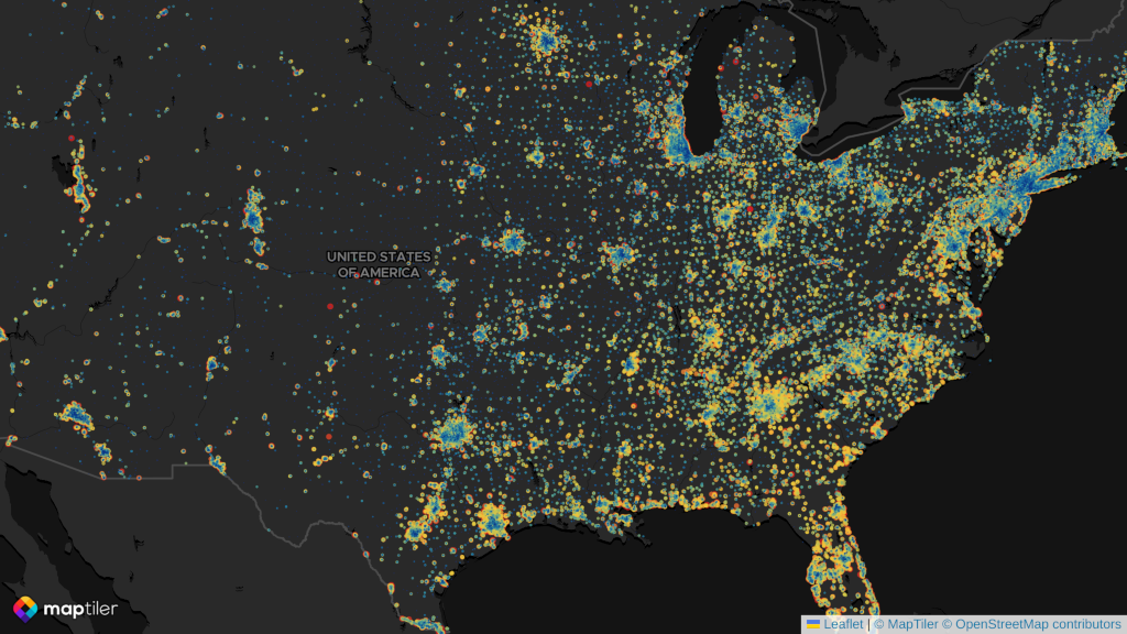 Plotting thousands or millions of points in Leaflet | Leaflet | MapTiler