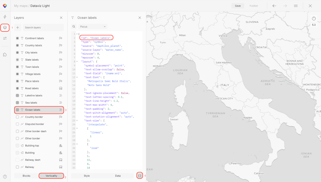 MapTiler Customize get layer ID