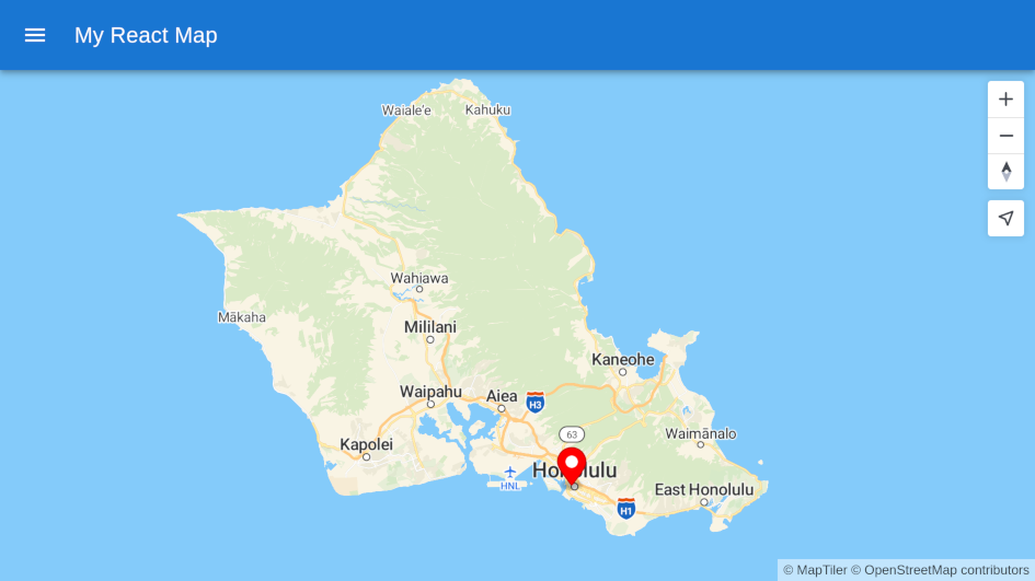 Display MapTiler SDK JS map using React JS with Material UI