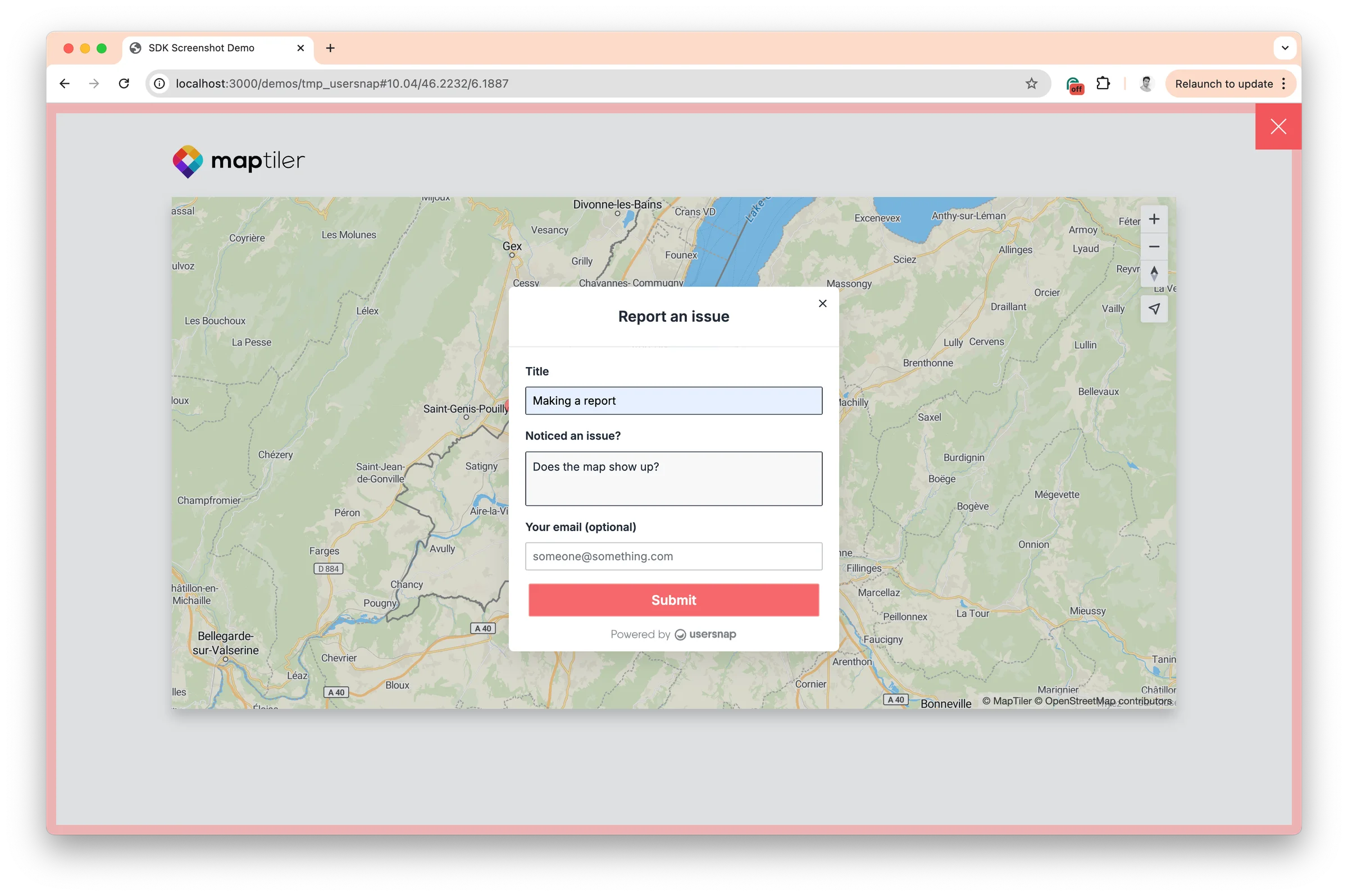 Usersnap feedback report