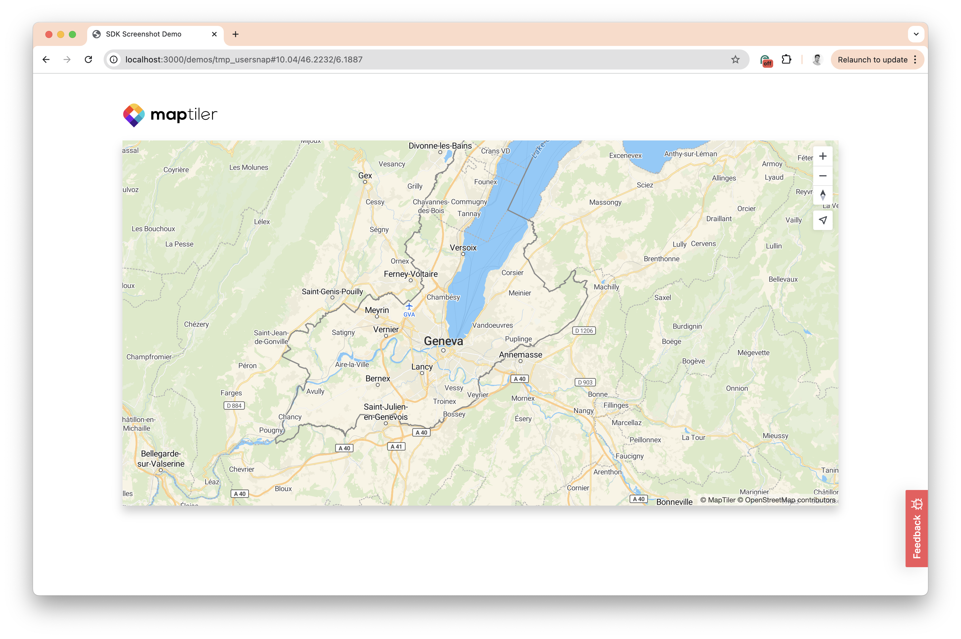 Basic web page with a map and feedback button