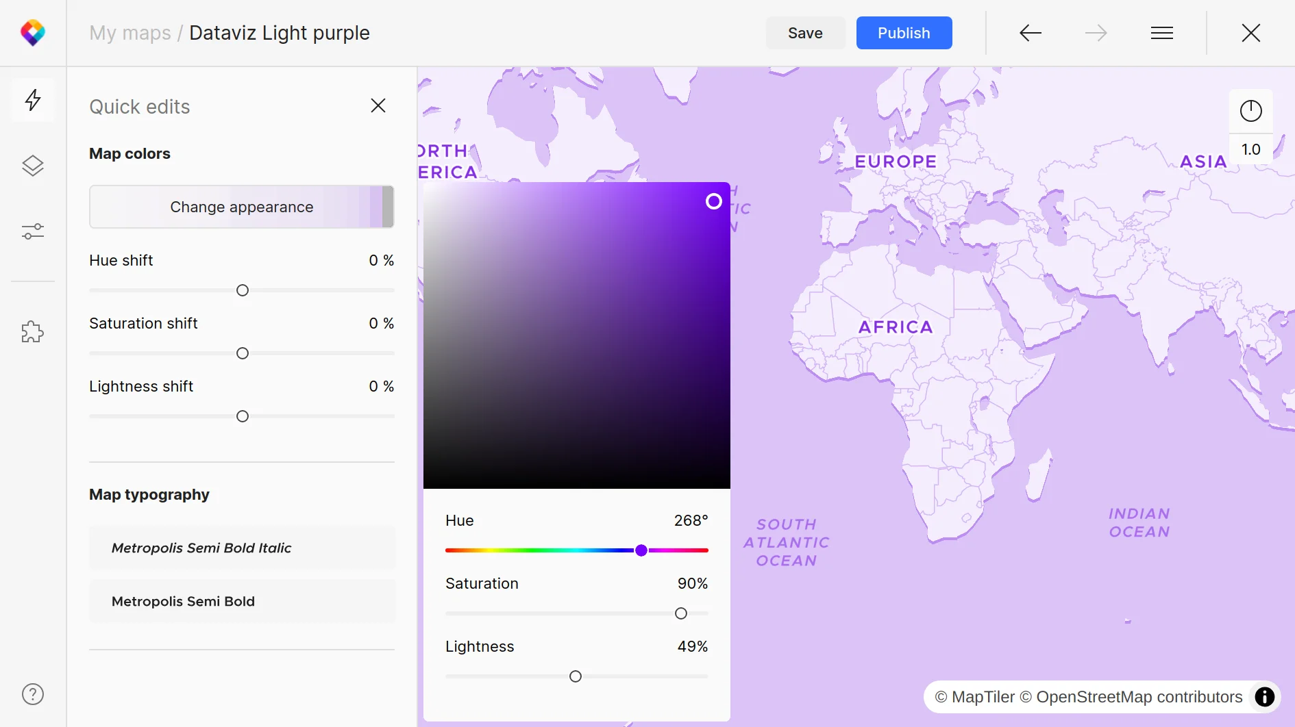 Quick edit change map color scheme