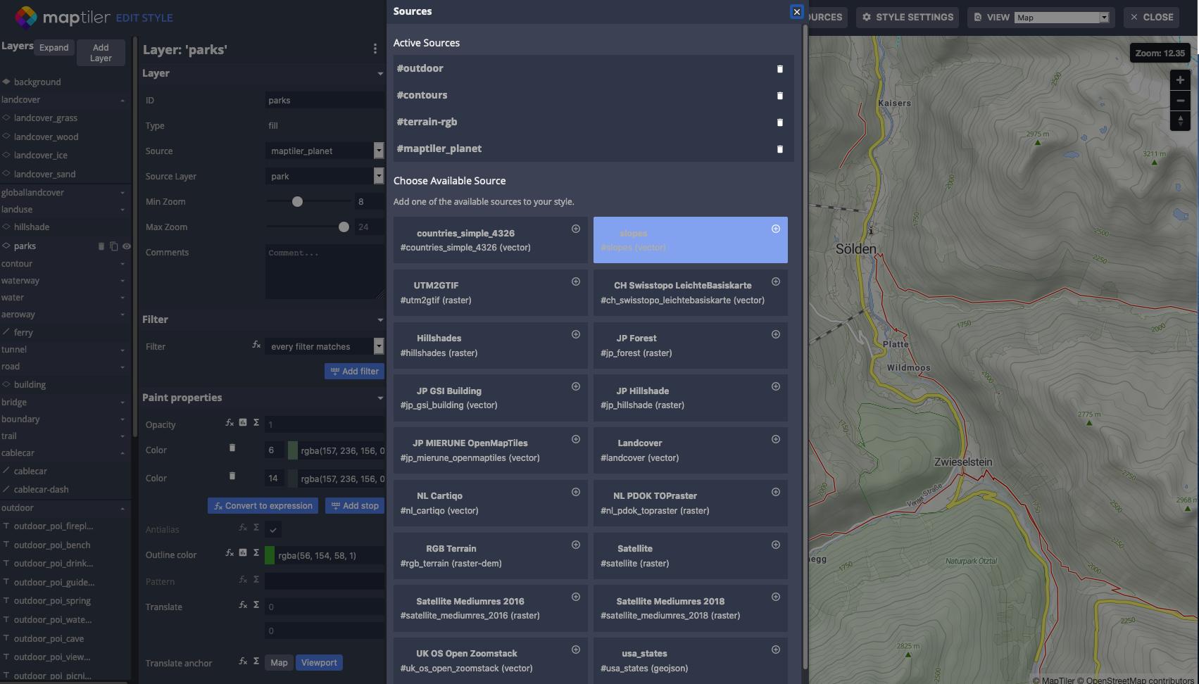 maptiler style tiles