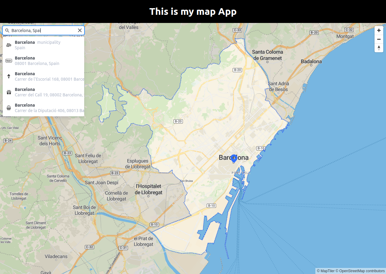 Display Geocoding control using Svelte